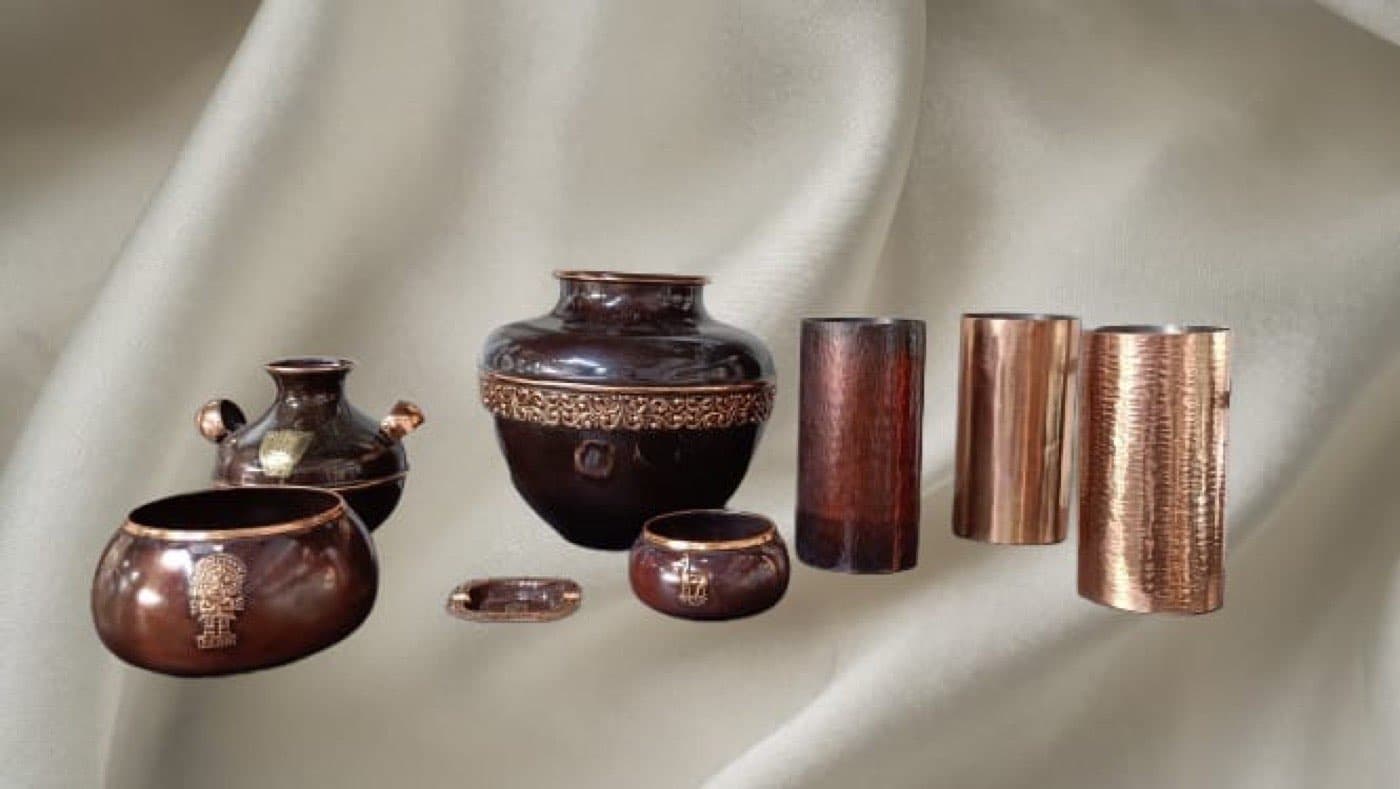Colección de piezas de cobre y bronce de Artesanías San Miguel